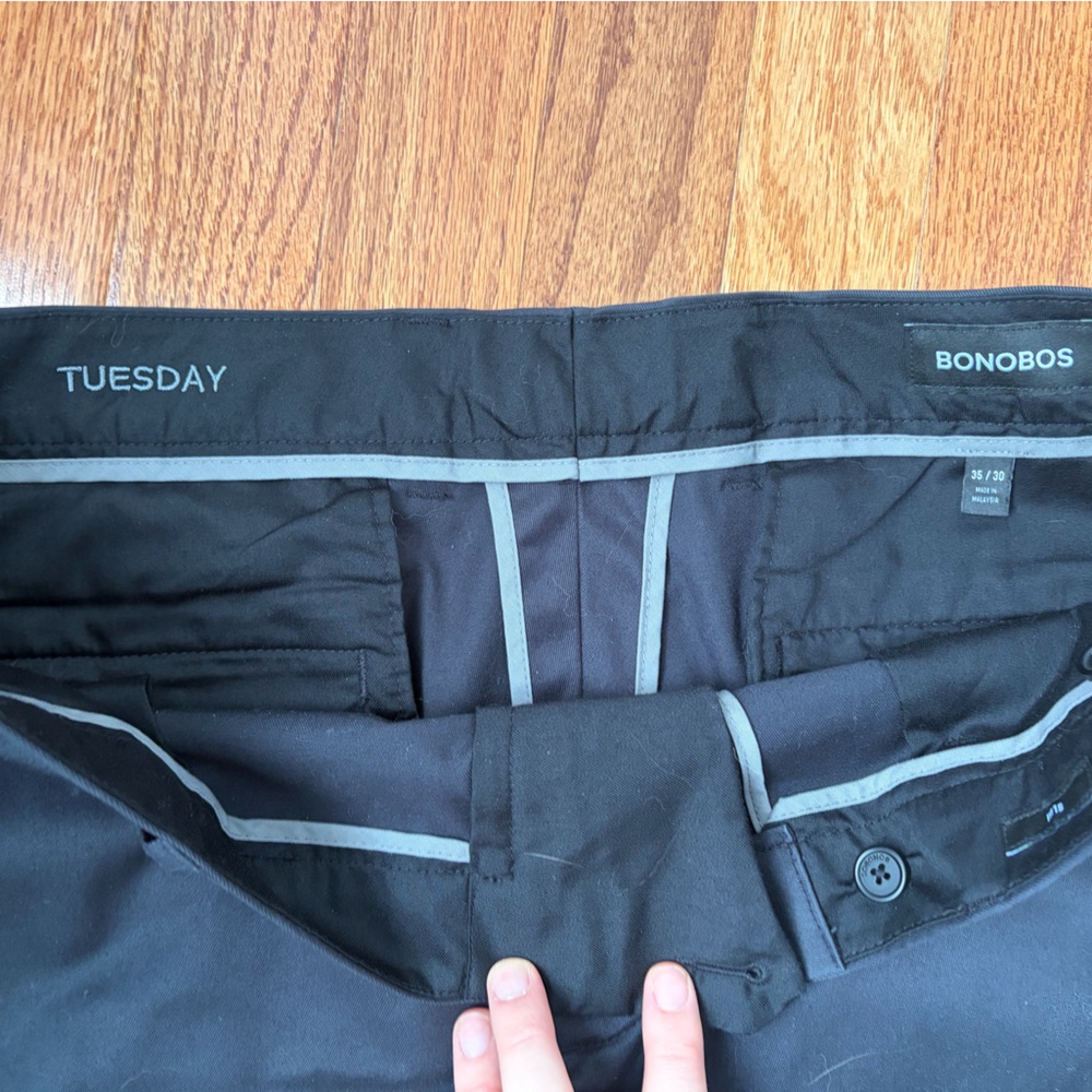 Bonobos Black Men's Trousers with Gray Trim